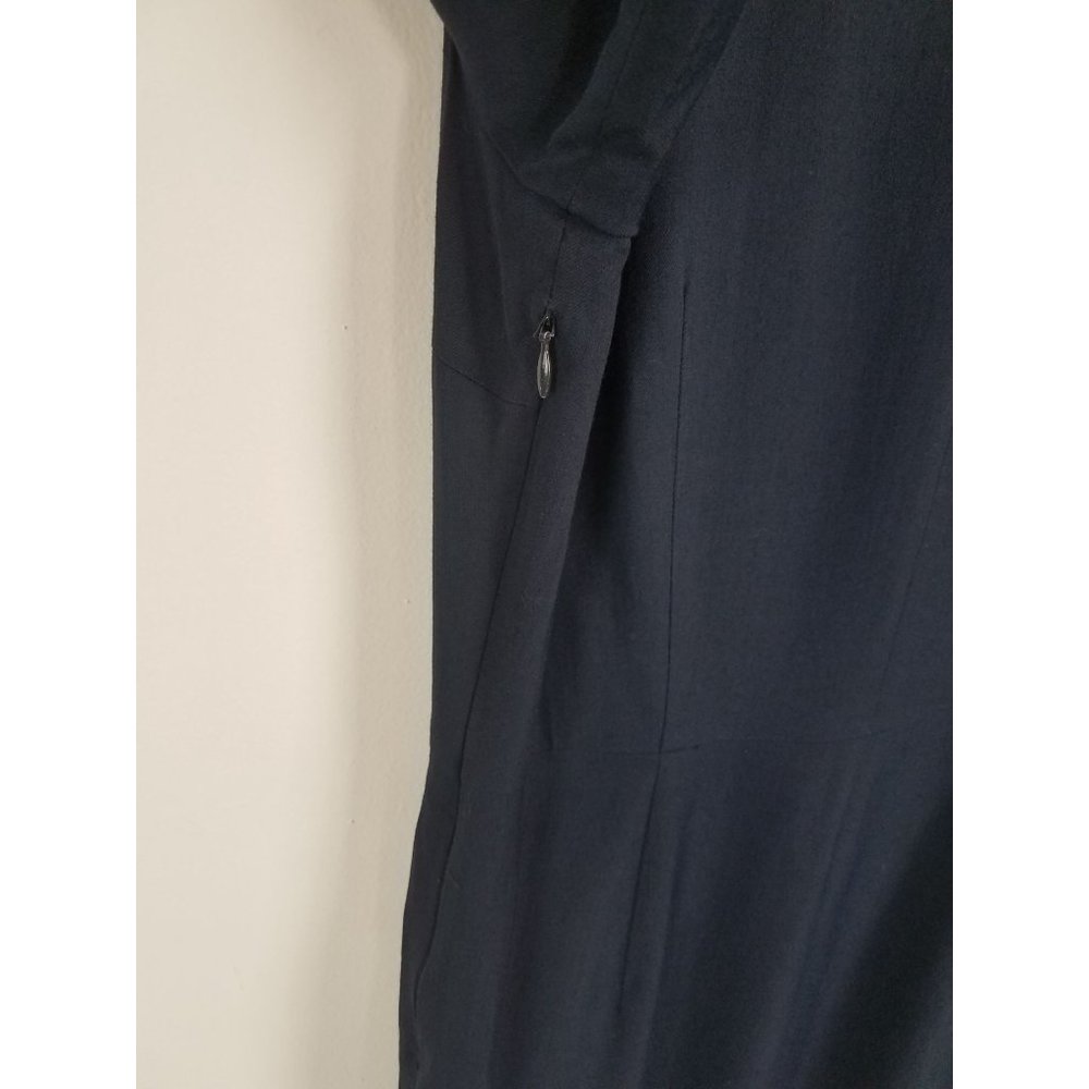 Theory Women's Sz. 10 Navy Blue Short Sleeve 1/4 Zip Sheath Dress - Picture 8 of 8